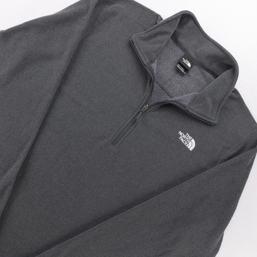 The North Face Mens XL Charcoal Gray Textured 1/4 Zip Fleece Pullover Sweater